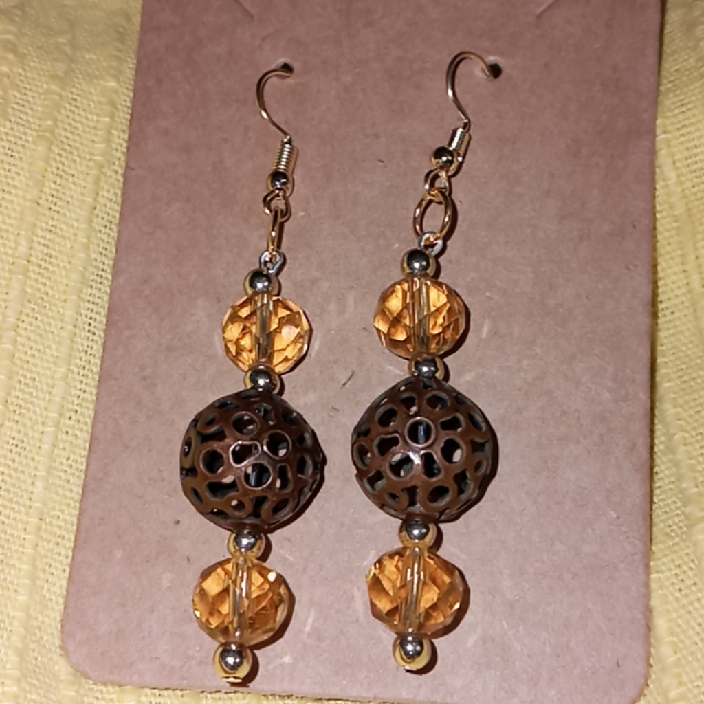 New Antique Gold Crystal Boho Statement Earrings